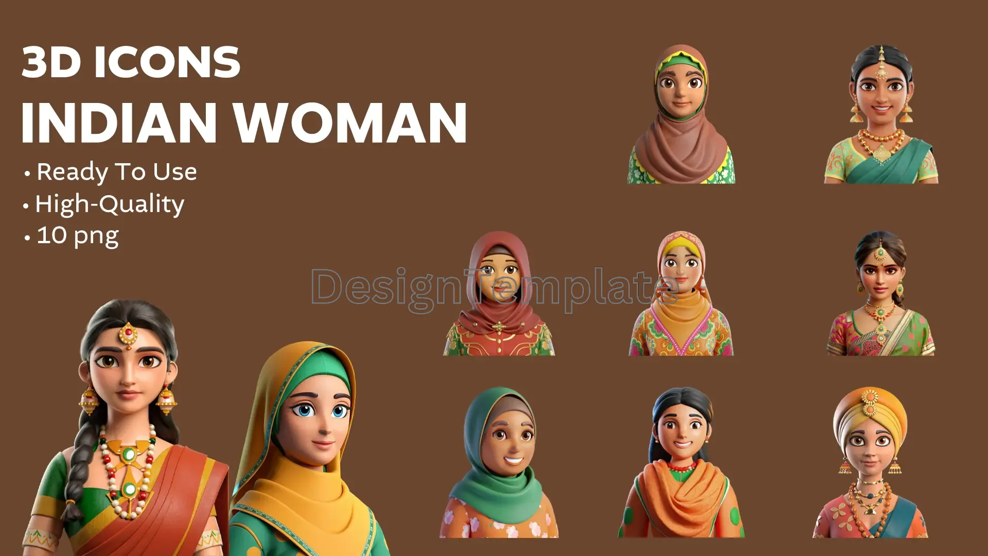 Traditional Indian Women 3D Art Elements Pack image
